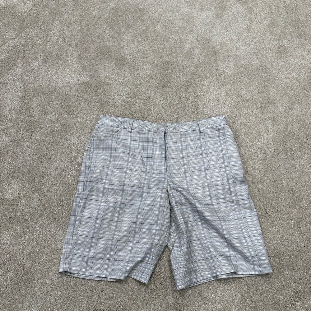 Aspire Light Gray Plaid Flat Front Men's Shorts